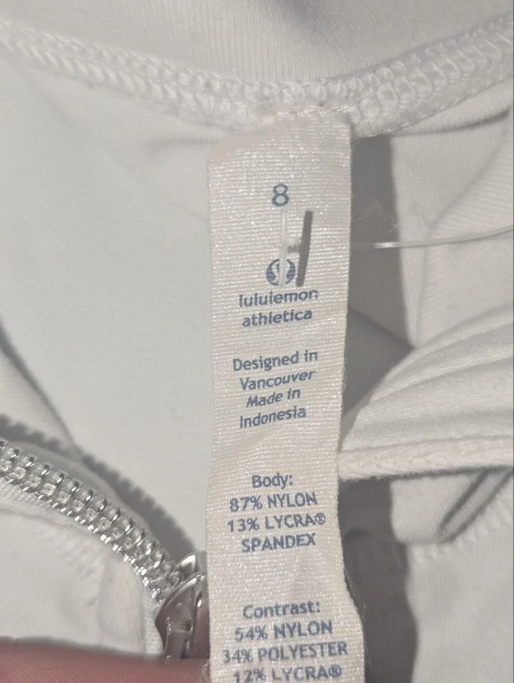 lululemon athletica White Zip-Up Jacket with Light Gray Accents